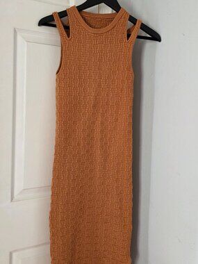 Vero Moda Aware crochet midi dress in burnt orange